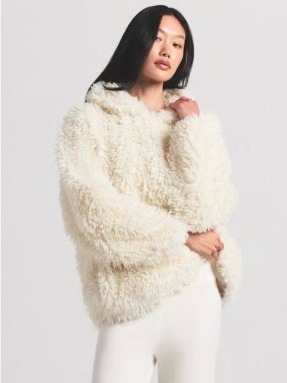 SKIMS Faux Fur Hoodie Egret S/M